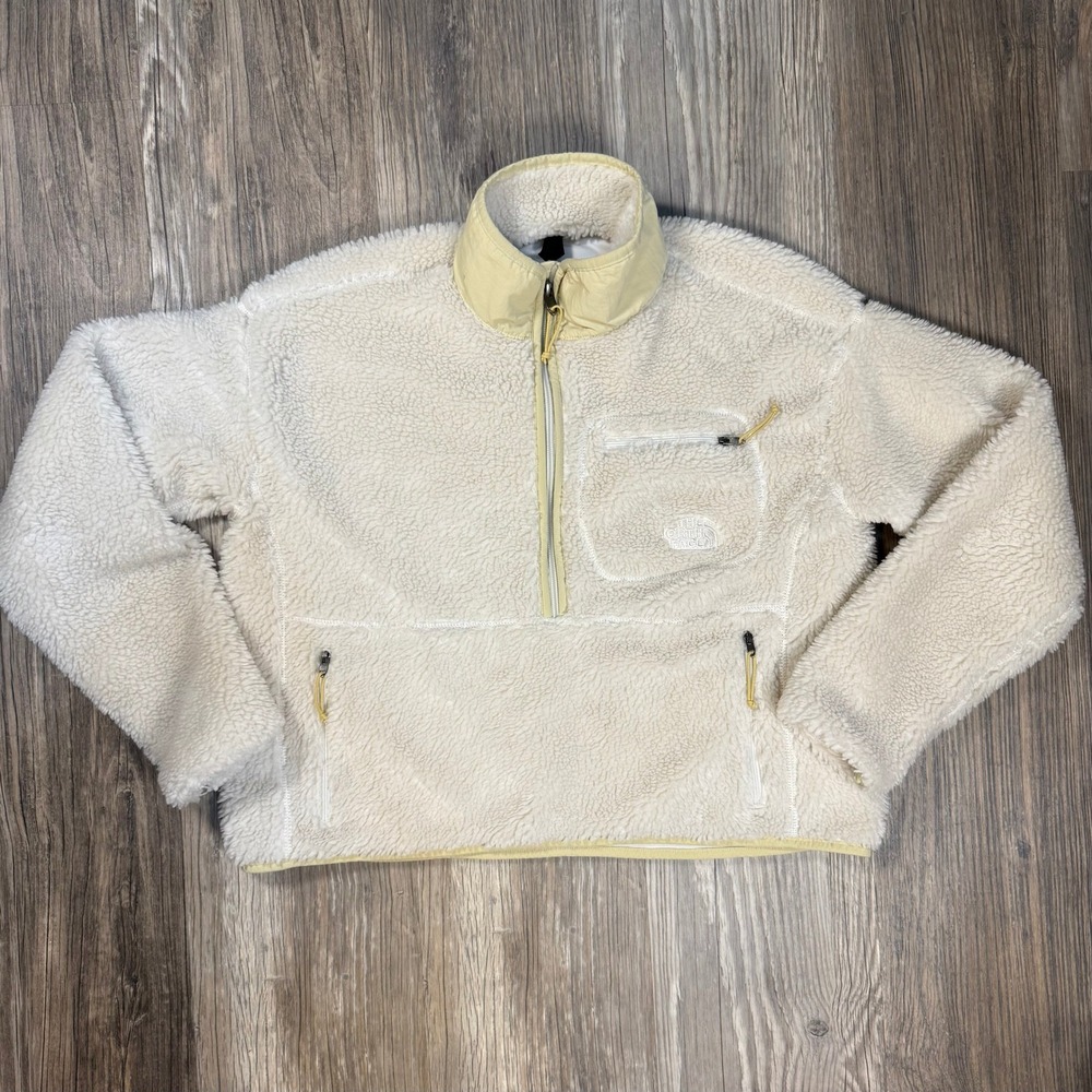 The North Face Cream Granola Girl Sherpa Fleece Quarter Zip Pullover Womens‎ M